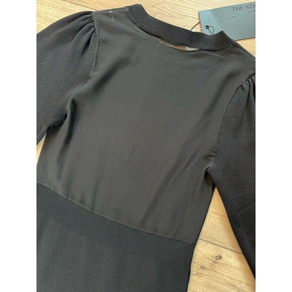 The Kooples Paris Midi Knit Dress Elastic Sheer Back Black 2 women’s medium - Picture 5 of 6